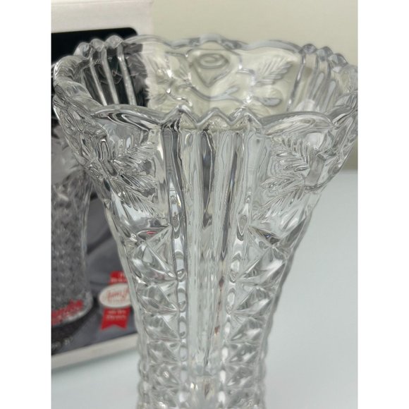 Vintage Anna Hutte Bleikristall Crystal Clear Studios Vase Dorsette Germany Rose - Picture 14 of 16